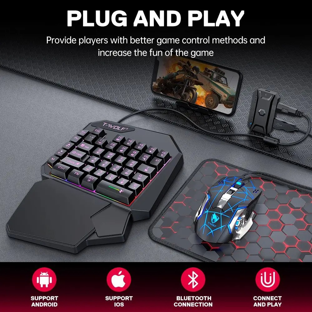 Gaming Keyboard 1 Hand - 5 in 1 RGB Gaming Keyboard