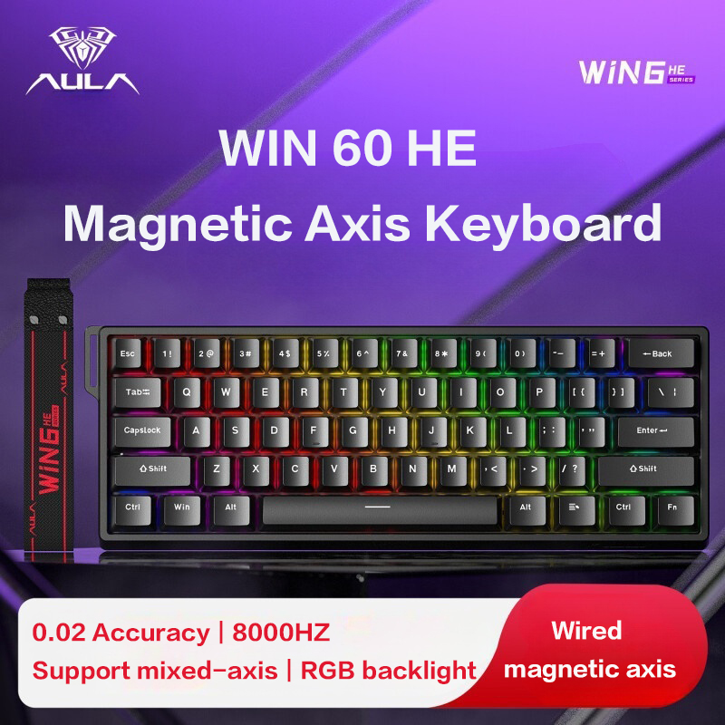 Gaming Keyboard Blue Switches - AULA WiN 60 Keyboard Sumbu Magnetik