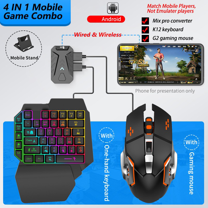 Gaming Keyboard Half - Kit Keyboard dan Mouse Gaming Mobile