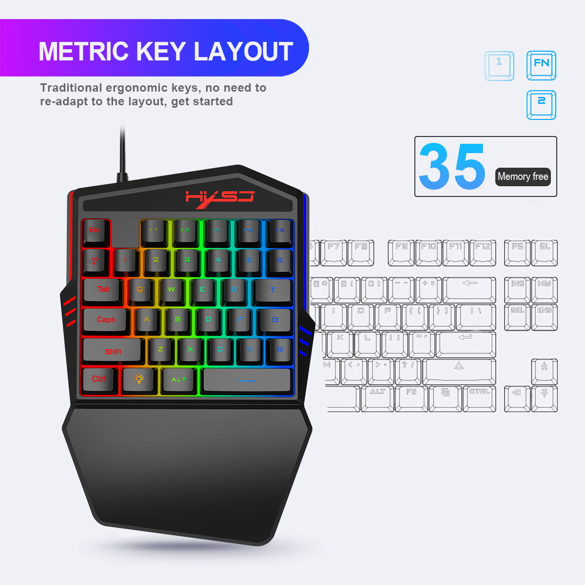 HXSJ V100 V100-2 35 Keyboard G - Gaming Keyboard Half ulasan dan harga