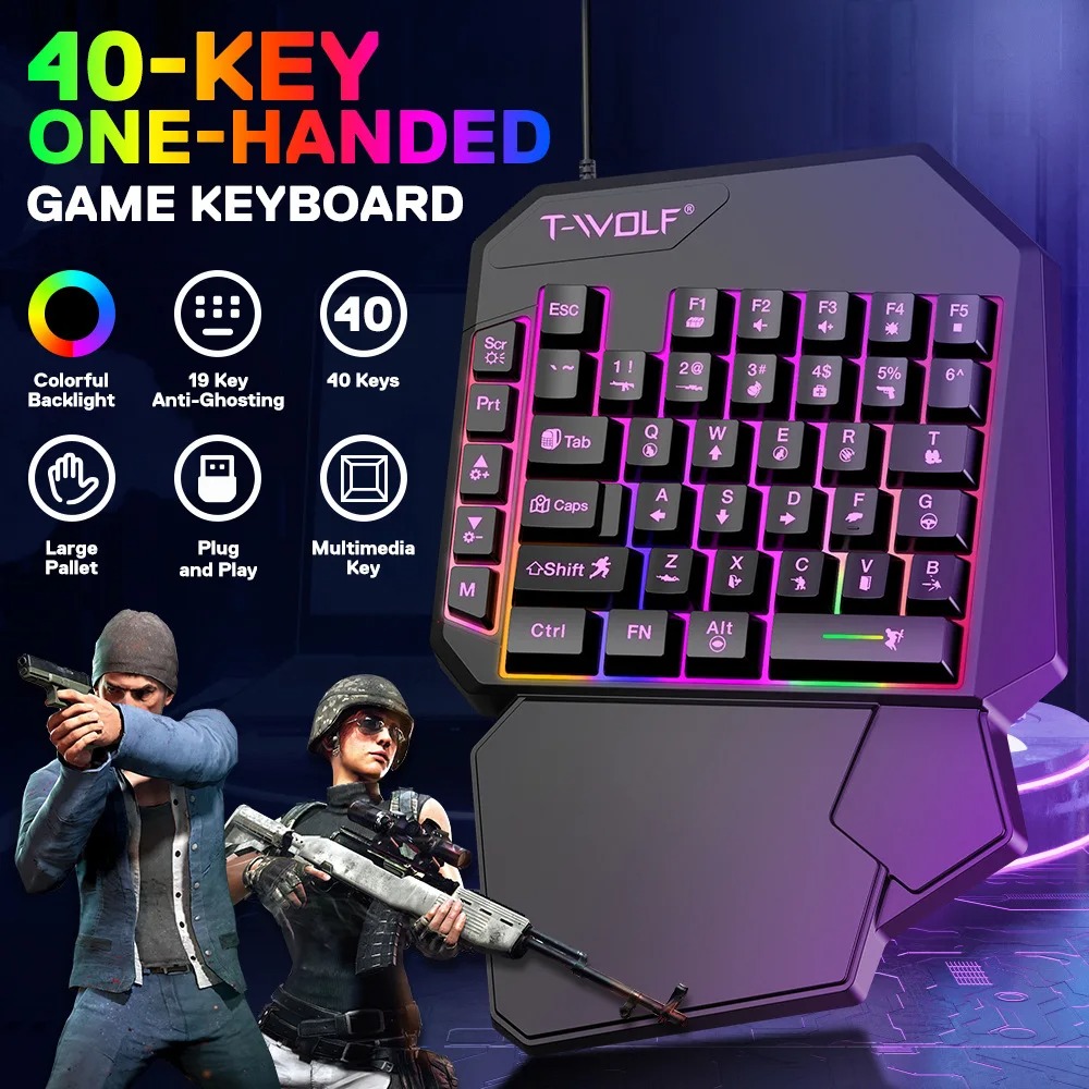 5 in 1 RGB Gaming Keyboard Mou - Gaming Keyboard 1 Hand ulasan dan harga