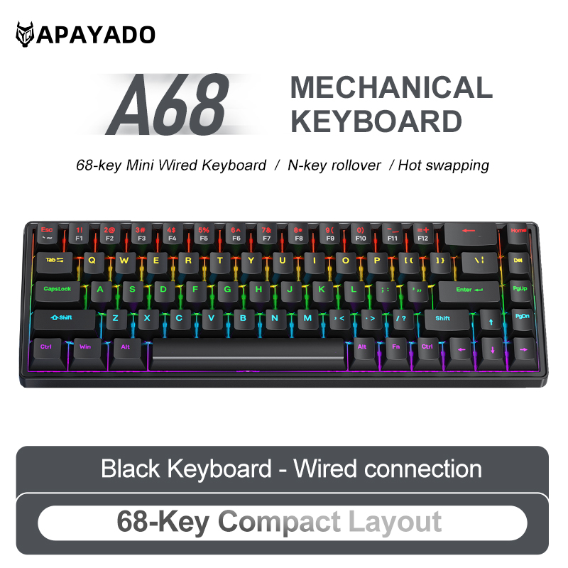 APAYADO A68 Keyboard Mekanis B - Gaming Keyboard Bundle ulasan dan harga